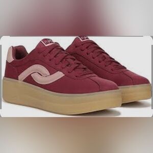 Ryka Women’s Burgundy Platform Sneakers with Pink Accent